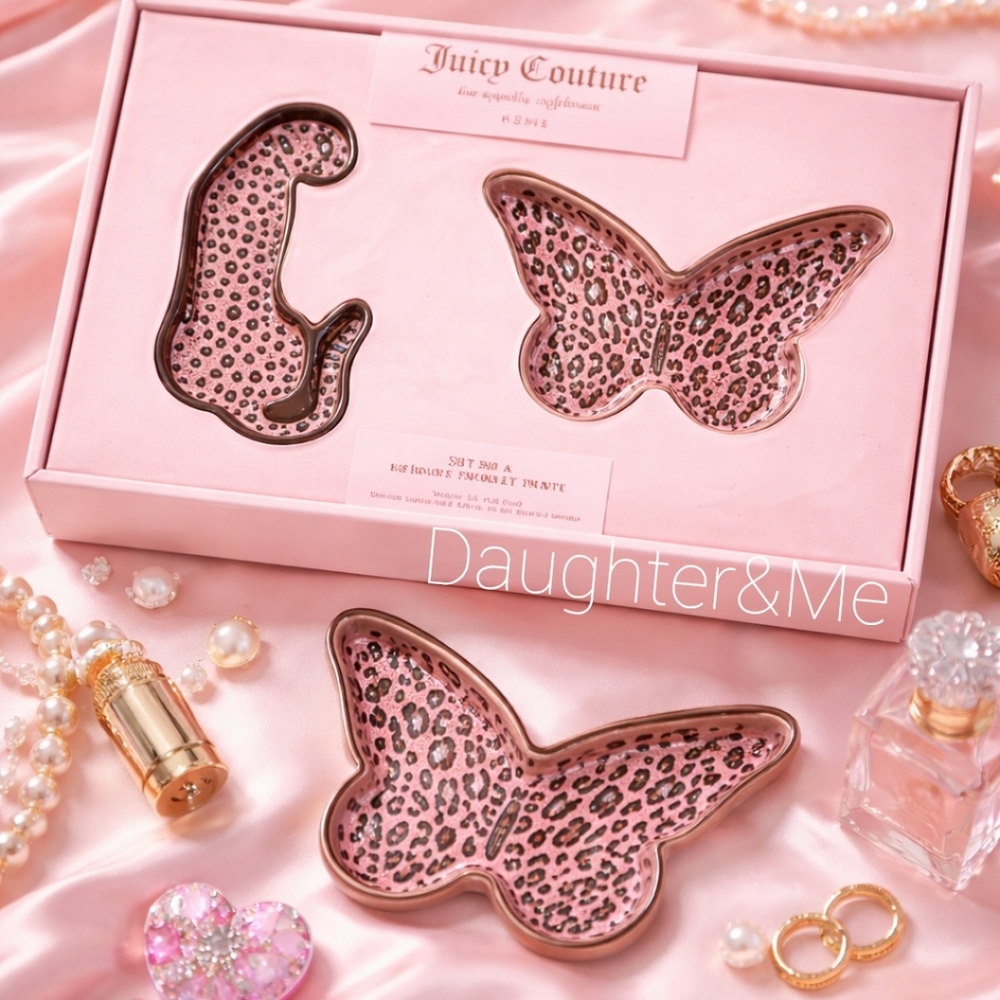 Juicy Couture Pink Leopard Trinket Tray Set